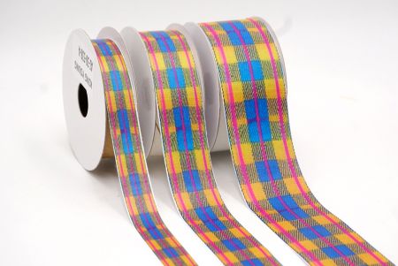 Senf, Türkis und Rose Retro Karomusterband_AI